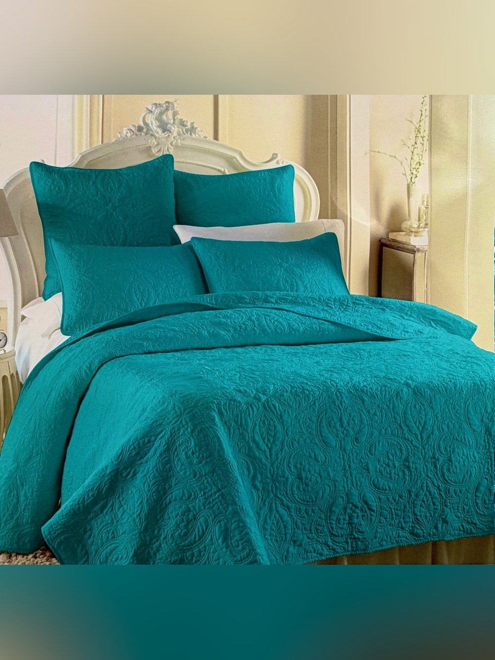 Middleton King Quilt Set Peacock Teal 106x92 Quilt 2 King Shams Bedding